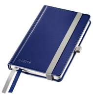 Записная книжка 80л, А6, клетка, на резинке, Leitz Style, твердая обложка, синий титан