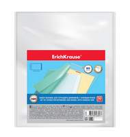 Набор пластиковых обложек ErichKrause Fizzy Clear для тетрадей и дневников, с клеевым краем, 212х395мм, 80 мкм, 10 шт/уп