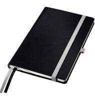 Записная книжка 80л, А5, клетка, на резинке, Leitz Style, твердая обложка, закладка, черная сталь