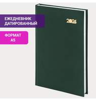 Ежедневник датированный 2024 145х215 мм, А5, STAFF, обложка бумвинил, зеленый