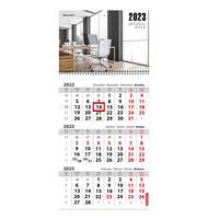 Календарь квартальный 2023 г., 3 блока, 1 гребень, с бегунком, офсет, 