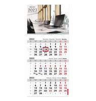 Календарь квартальный на 2023 г., 3 блока, 1 гребень, с бегунком, мелованная бумага, 