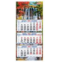 Календарь настенный 3-х блочный ,2023,Водопад,3 спир,офс,310х680,КБ01-23