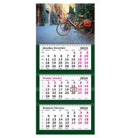 Календарь настенный 3-х блочный 2024, 330х730 Премиум, Велосипед 3спир, 80г/м2