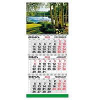 Календарь настенный 3-х блочный Трио Стандарт, 2024, 295х710, Березы 