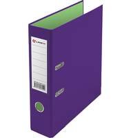 Папка-регистратор Lamark PVC 75мм 2-х стороннее покрытие, фиолетовый/св.зеленый, металлическая окантовка, карман, собранная