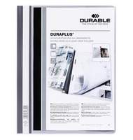 Папка-скоросшиватель DURABLE Duraplus, А4, с прозрачным верхним листом и карманом, серая