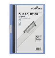 Папка с клипом DURABLE DuraClip Color до 30л, синяя, с верхним прозрачным матовым листом и серебристым зажимом