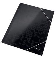 Папка с 3-мя клапанами Leitz WOW, ламинированный картон, черный глянцевый