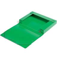 Папка-короб архивная на резнике, А4, 25мм, пластик 0,5мм, зеленая