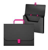 Портфель пластиковый ErichKrause Matt Accent , A4, черный с розовой ручкой и замком  