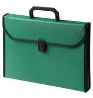 Папка-портфель 24 отделения, А4, пластик 0.80мм, зеленая