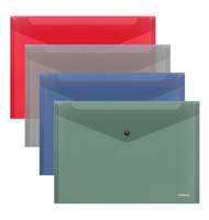 Папка-конверт на кнопке пластиковая ErichKrause Glossy Classic, полупрозрачная, A4, ассорти 