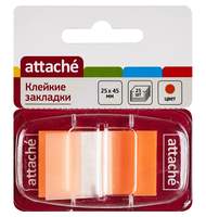 Клейкие закладки пластиковые 1цв.по 25л. 25ммх45 оранж Attache