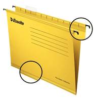 Папка подвесная Esselte Pendaflex Plus Foolscap, А4+, картон крафт, желтый, 25 шт/уп