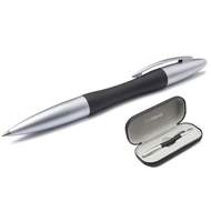 Ручка шариковая ScriNova Gummi, чер. корпус с мат. серебром, черная