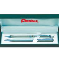 Набор Pentel STERLING 810 (ручка шар. 0,8 мм + карандаш мех. 0,5 мм), сталь с хромом, в подар. упак.