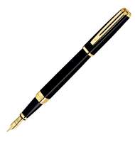 Ручка перьевая Waterman Exception Slim (S0636930) Black GT (F) чернила: синий перо золото 18K позолота 23К