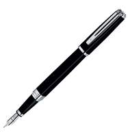 Ручка перьевая Waterman Exception Slim (S0637010) Black ST (F) чернила: синий перо золото 18K посеребрение
