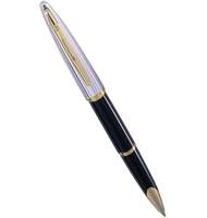 Ручка роллер Waterman Carene De Luxe (S0699980) Black Silver GT (F) чернила: черный латунь позолота 23К и посеребрение с гравировкой