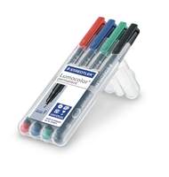 Набор маркер/ручка перманентный Staedtler Lumocolor, 0,6 мм, 4 цв.