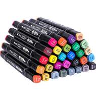 Набор маркеров для скетчинга Deli E70806-30 двойной пишущий наконечник 30 цветов ассорти текстильная сумка Спиртовая основа,  прямоугольный корпус.