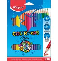 Карандаши цветные MAPED COLOR PEPS треугольные, ударопрочный грифель, в карт. футляре, 18цв