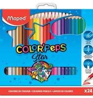 Карандаши цветные MAPED COLOR PEPS, треугольные, ударопрочный грифель, в метал. коробке, 24цв
