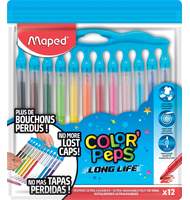 Фломастеры 12цветов Maped COLOR PEPS LONG LIFE, нетеряющ. колпачки, футляр на молнии