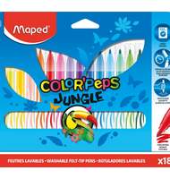 Фломастеры 18 цветов MAPED JUNGLE смываемые, в картоне