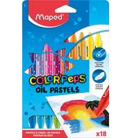 Пастель масляная 18 цветов MAPED OIL PASTEL, треугольный корпус, супер мягкая, разные эффекты, в картонном футляре