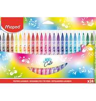 Фломастеры MINI CUTE с заблокированным пишущим узлом, декорированные, средний пишущий узел, смываемые, в картонном футляре, 24 цвета