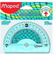 Транспортир MAPED FLEX 180°, основание 12см, голубой или зеленый, блистер