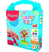 Краски 4 цвета пальчиковые MAPED COLOR`PEPS, в коробке с подвесом