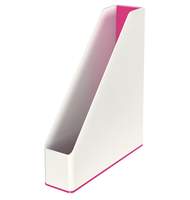 Двухцветный вертикальный накопитель Leitz WOW, розовый металлик/белый