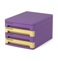 Файл-кабинет 4-секционный пластиковый ErichKrause Iris, фиолетовый с желтыми и фиолетовыми ящиками