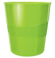 Корзина для мусора Leitz WOW, 15 литров, зеленая глянцевая