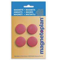 Магниты Magnetoplan Magnum d=34х13мм, 4шт/уп, в блистере, красные 16600406