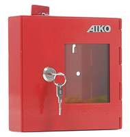Ключница пожарная Aiko Key-1 Fire на 1 ключ, 175*162*40мм, ключевой замок, металл, красный, со стеклом и молоточком