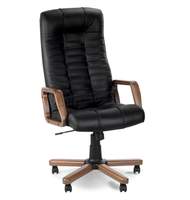 Кресло для руководителя Atlant (wood), кожа черная