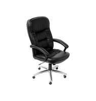 Кресло для руководителя T-9908AXSN-AB, кожа черная, алюм. Крестовина
