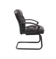 Кресло для руководителя T-9908AXSN-LOW-V низкая спинка черный кожа (полозья)