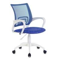 Кресло BRABIX Fly MG-396W, с подлокот., пластик белый, сетка, темно-синее с рис. TW-05/Space