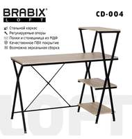Стол на металлокаркасе BRABIX LOFT CD-004 (ш1200*г535*в1110мм), 3 полки, цвет дуб натуральный