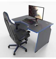 Геймерский стол тип 02 шириной 1400 мм на панельном каркасе (антрацит/кромка синяя)