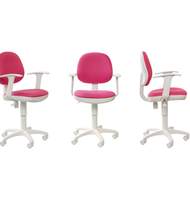 Кресло детское  CH-W356AXSN/15-55 белый пластик, ткань, розовое