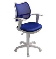 Кресло детское  CH-W797/BL/TW-10 белый пластик, спинка/сетка синяя, ткань, синее