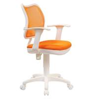 Кресло детское  CH-W797/OR/TW-96-1 белый пластик, спинка/сетка оранж, ткань, оранжевое