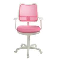 Кресло детское  CH-W797/PK/TW-13A белый пластик, спинка/сетка розовая, ткань, розовое