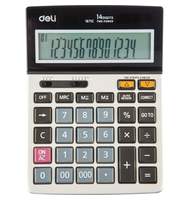 Калькулятор настольный компактный Deli E1671C,14-р,дв.пит,185x135мм,мет,серебр